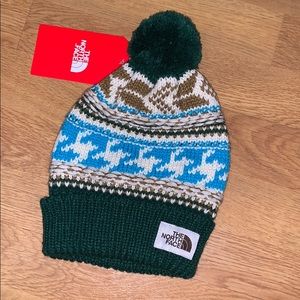 NWT The North Face Fair Isle Beanie - Green/ Blue